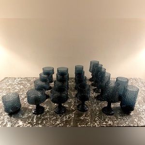 Lenox Impromptu Dark Blue 20 Piece Hand Blown Glass Collection Vintage
